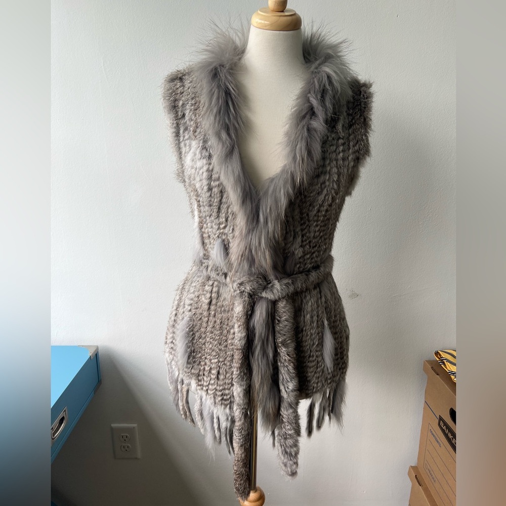 Gaby & Eden Faux Fur Vest with tie